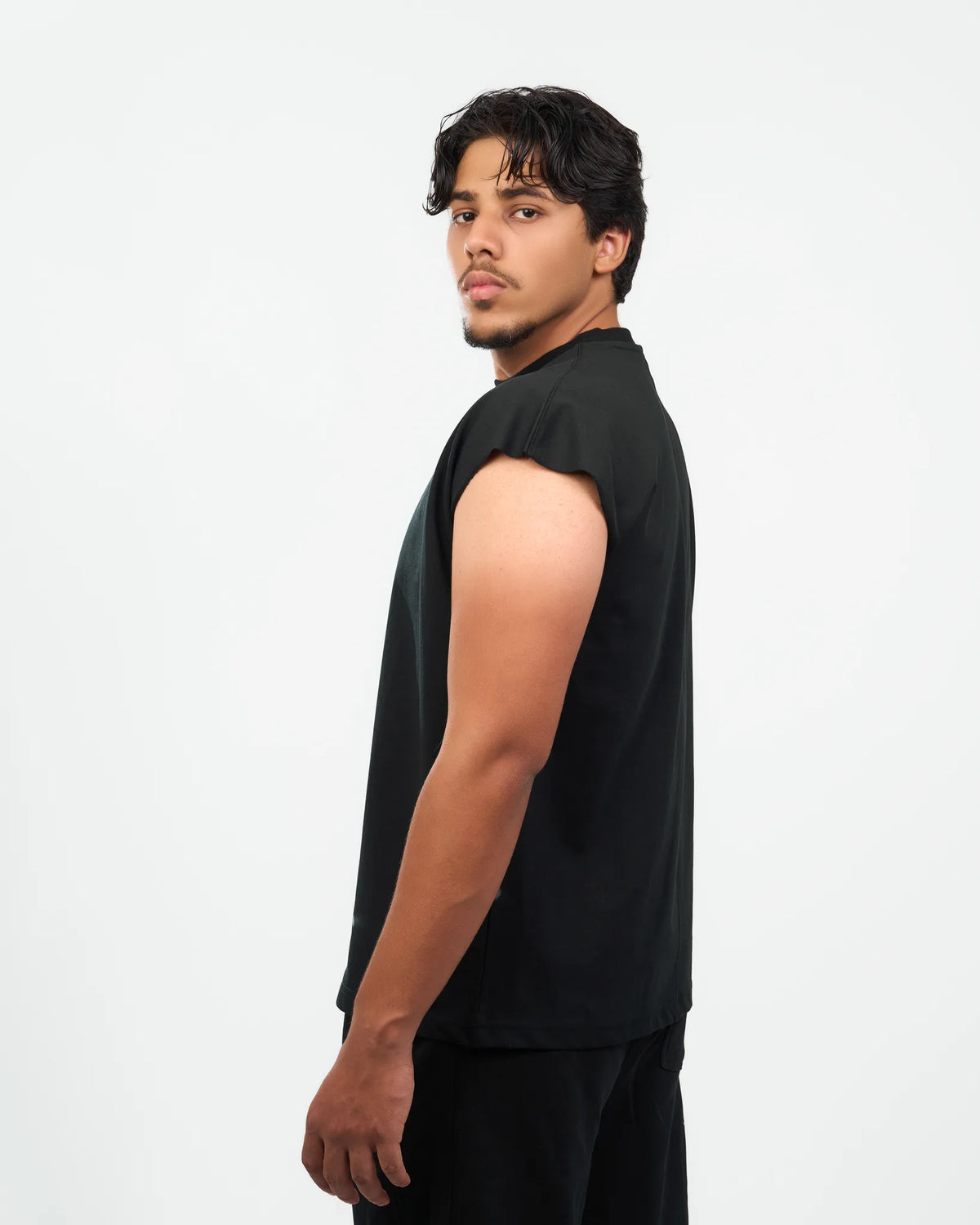 Black Rolled-Sleeve Muscle T-Shirt alternate view
