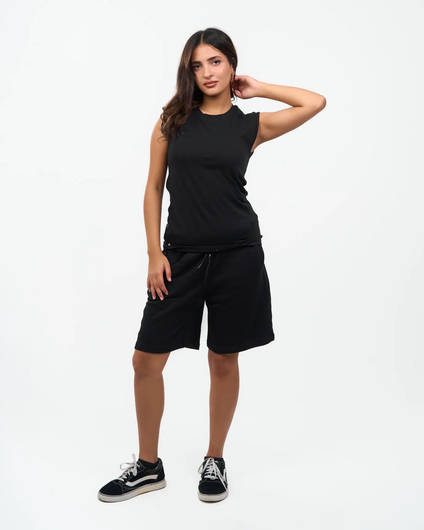 Black Cap-Sleeve Fitted Top alternate view