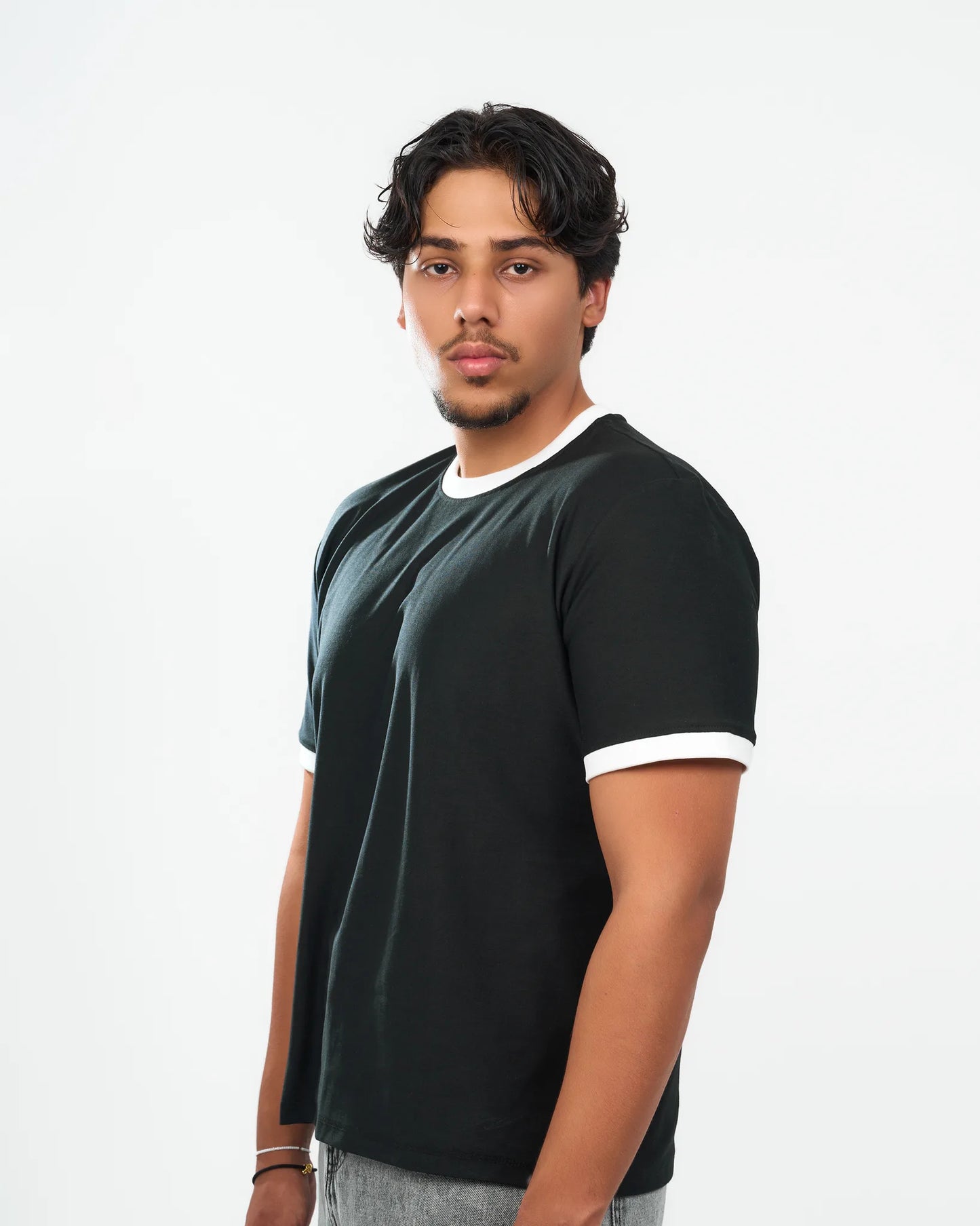 Black Contrast-Trim Ringer T-Shirt alternate view