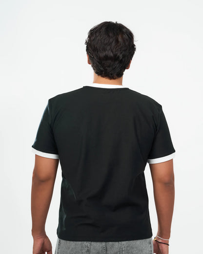 Black Contrast-Trim Ringer T-Shirt detail view 2