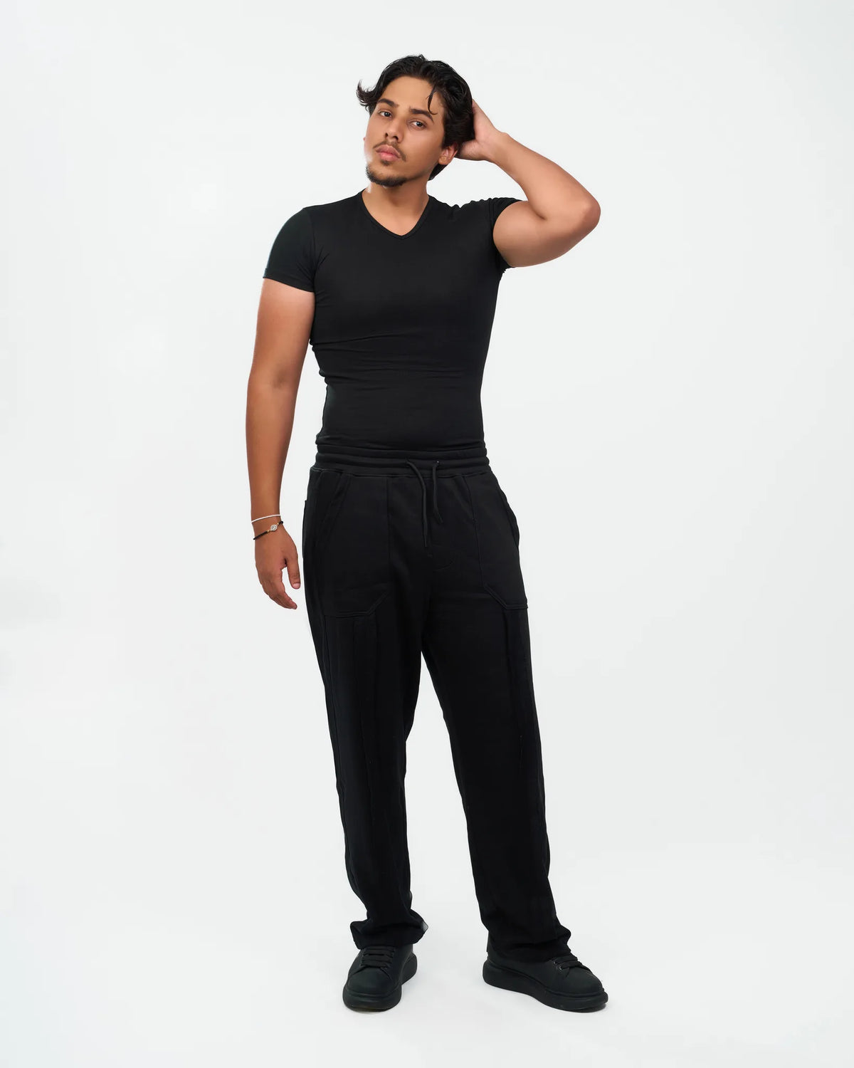 Black Fitted Crew-Neck T-Shirt product view