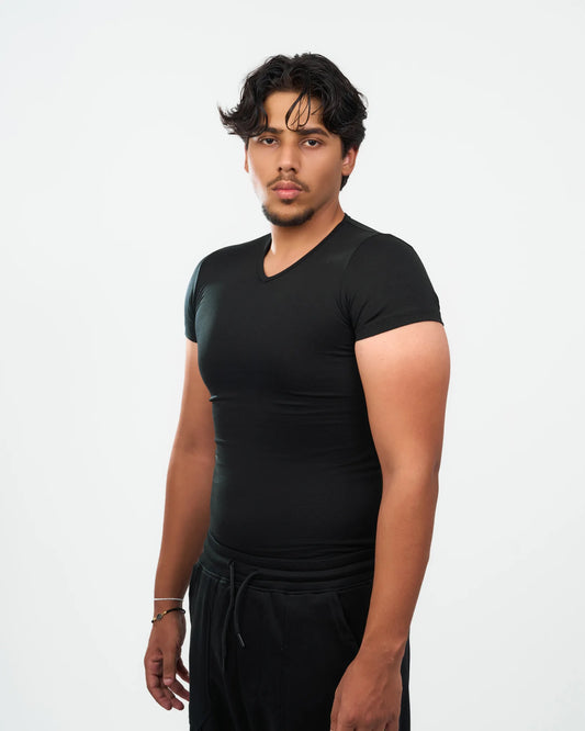 Black Fitted Crew-Neck T-Shirt detail view 2