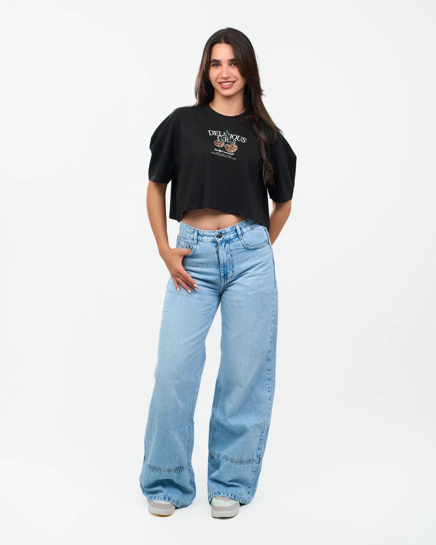 Black Graphic Cropped T-Shirt product view