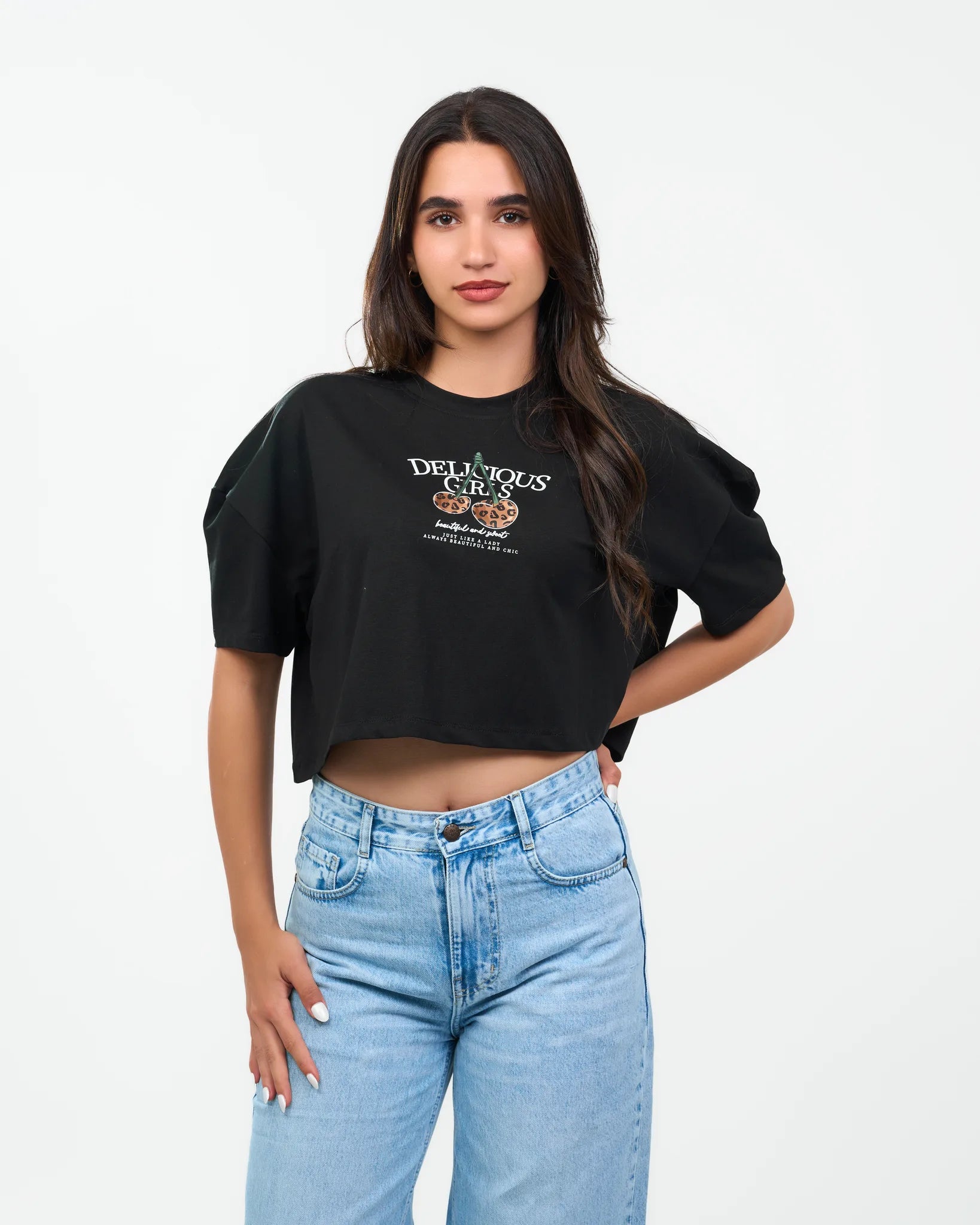 Black Graphic Cropped T-Shirt alternate view