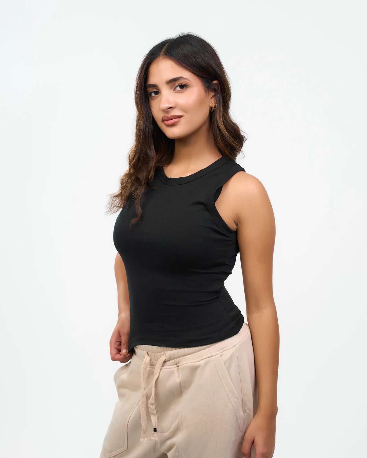 Black High-Neck Sleeveless Top alternate view