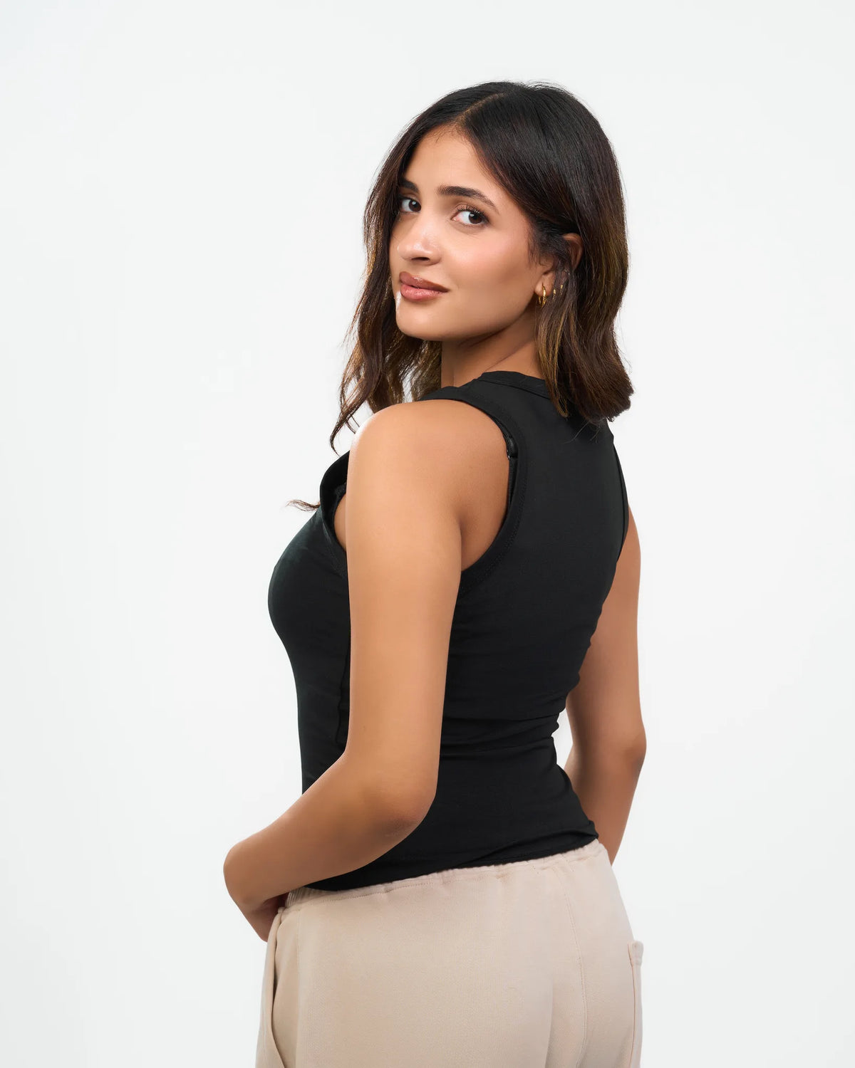 Black High-Neck Sleeveless Top detail view 2