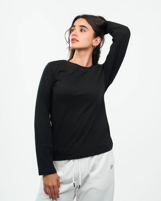 Black Long-Sleeve Crew-Neck Top product view