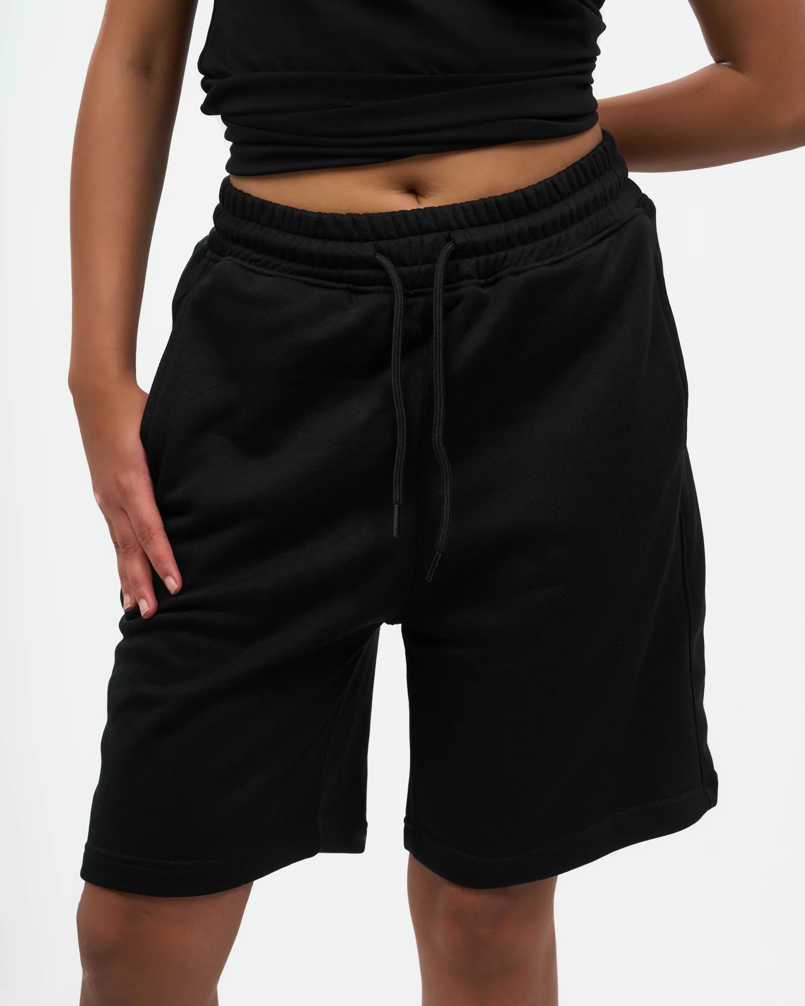 Black Longline Drawstring Shorts product view