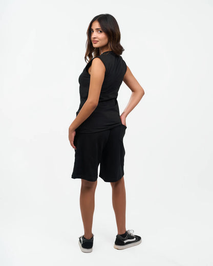Black Longline Drawstring Shorts alternate view