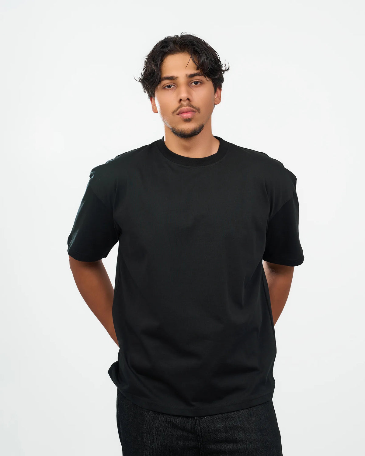 Black Relaxed Crew-Neck T-Shirt detail view 3