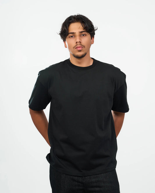 Black Relaxed Crew-Neck T-Shirt detail view 3