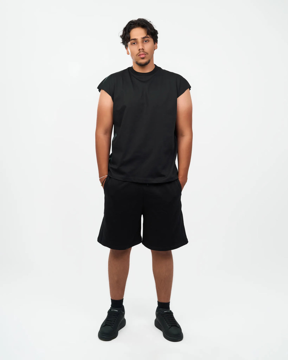 Black Relaxed Drawstring Shorts product view
