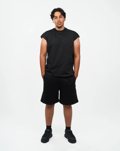 Black Relaxed Drawstring Shorts product view
