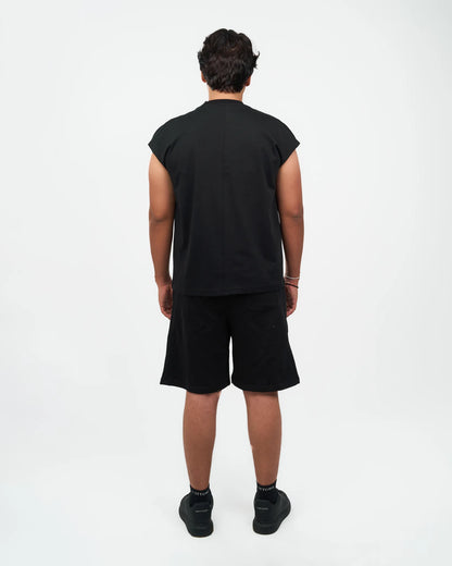 Black Relaxed Drawstring Shorts detail view 3