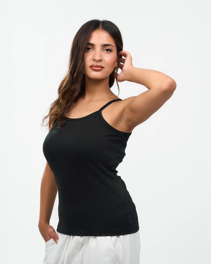 Black Scoop-Neck Camisole Top detail view 2