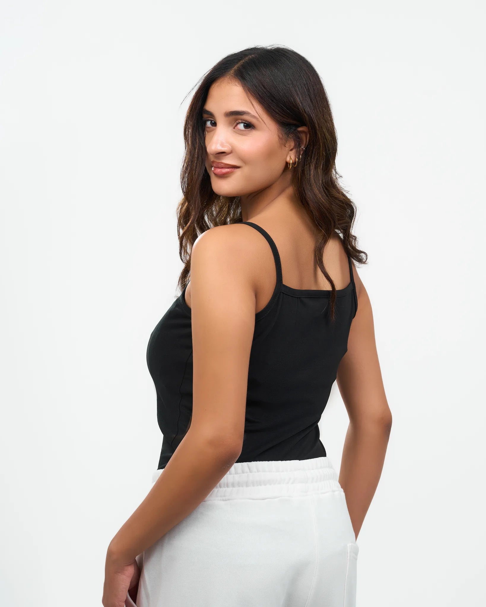 Black Scoop-Neck Camisole Top detail view 6