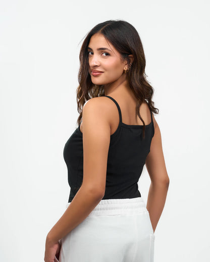 Black Scoop-Neck Camisole Top detail view 6