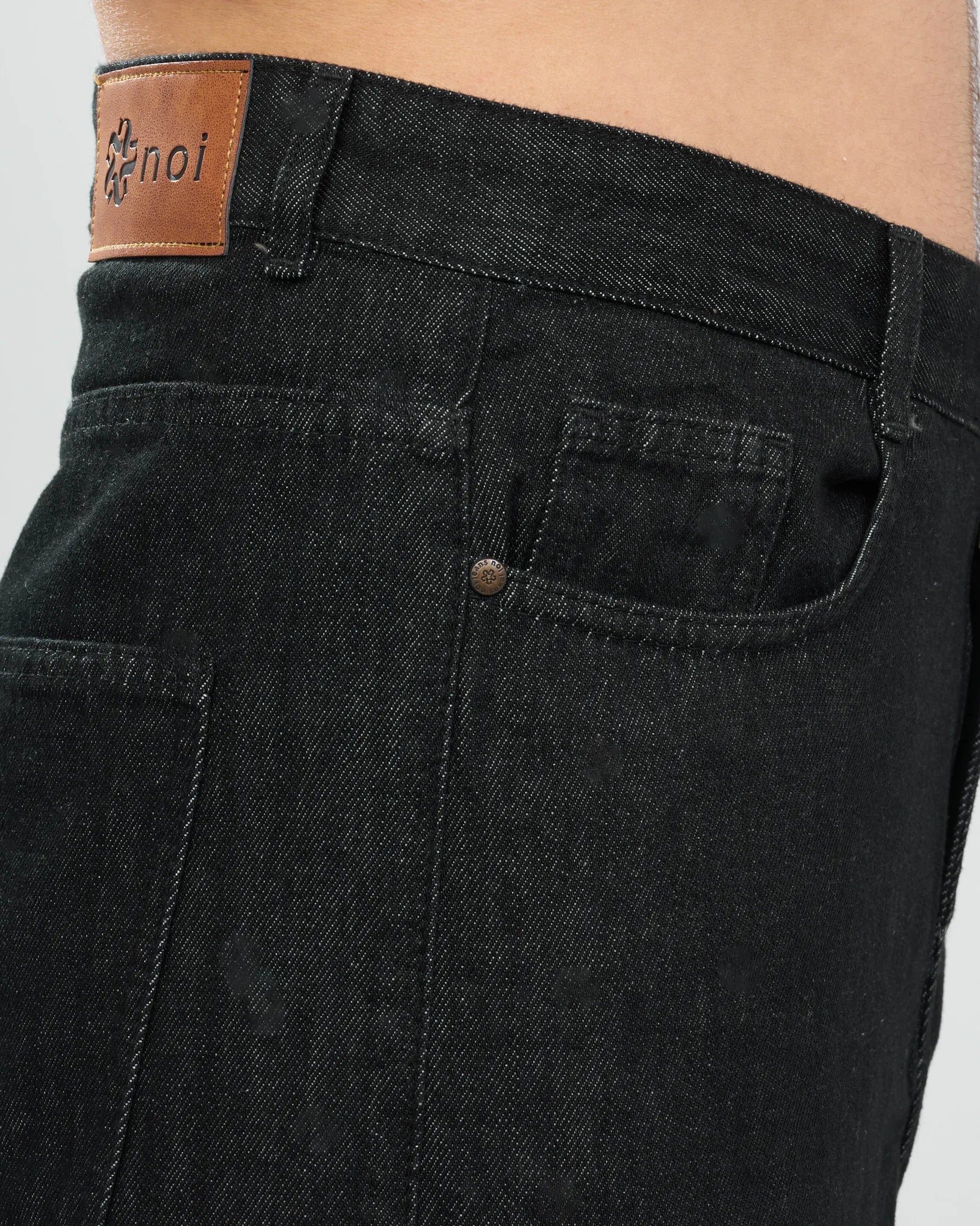 Black Wash Straight-Leg Denim Jeans detail view 3
