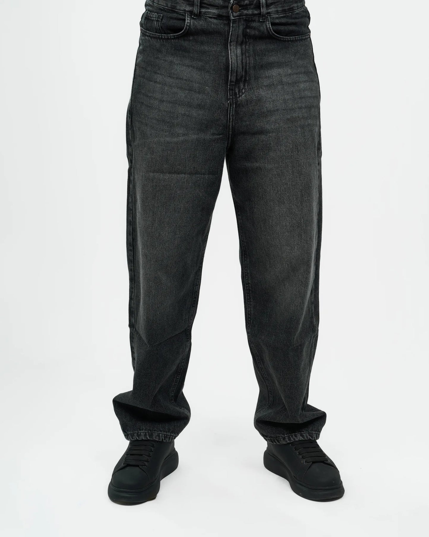 Charcoal Wash Straight-Leg Denim Jeans