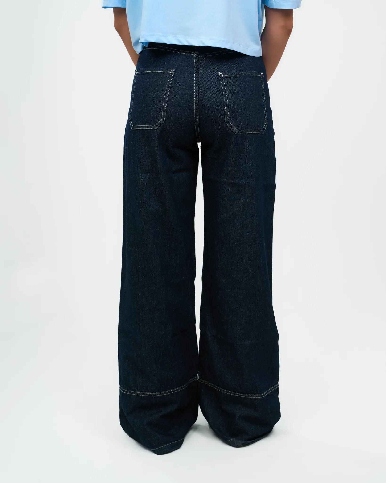 Dark Indigo Wide-Leg Denim Jeans product view