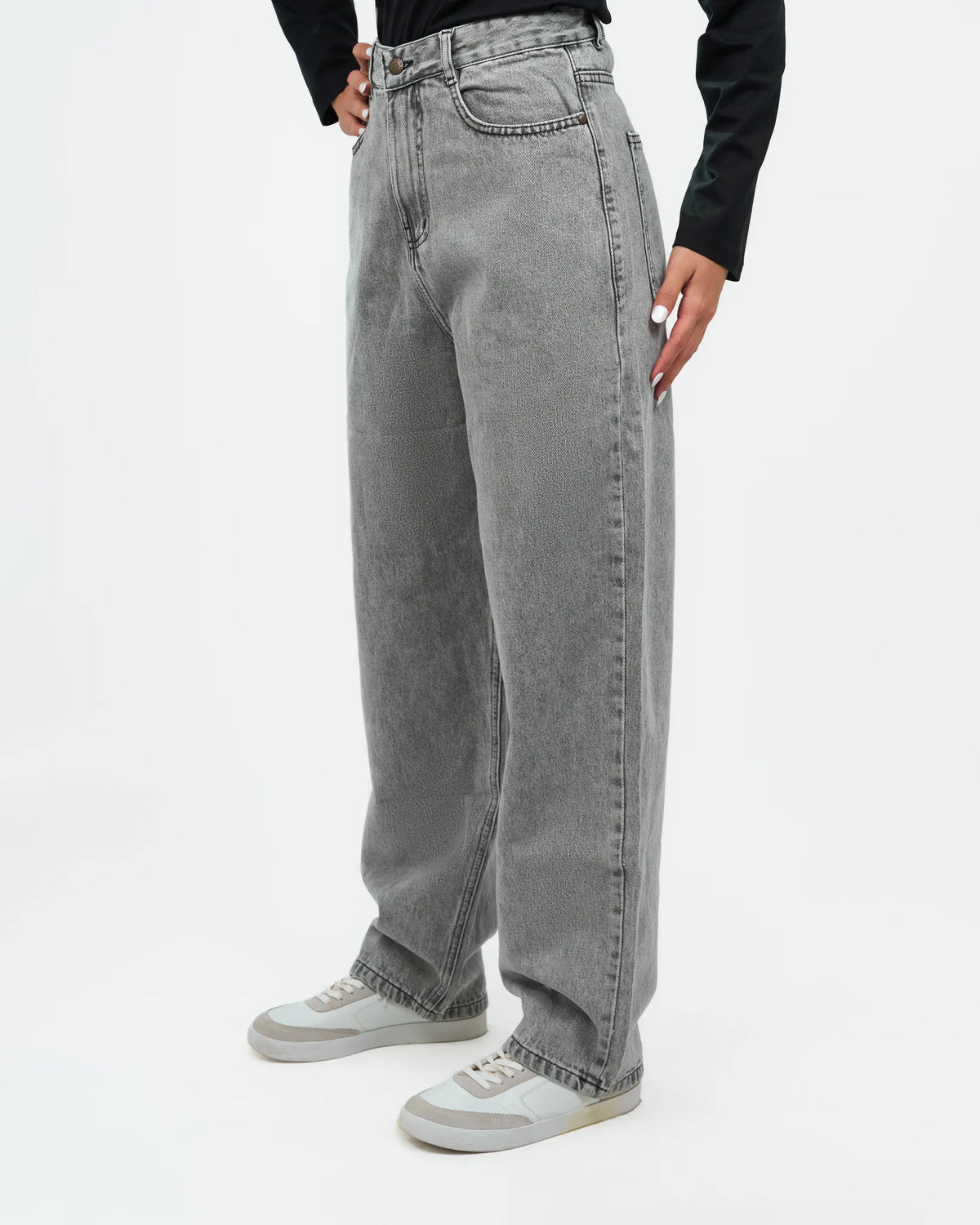 Grey Wash Relaxed Denim Jeans