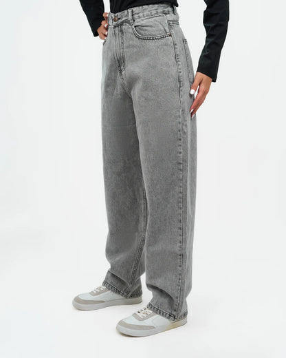 Grey Wash Relaxed Denim Jeans