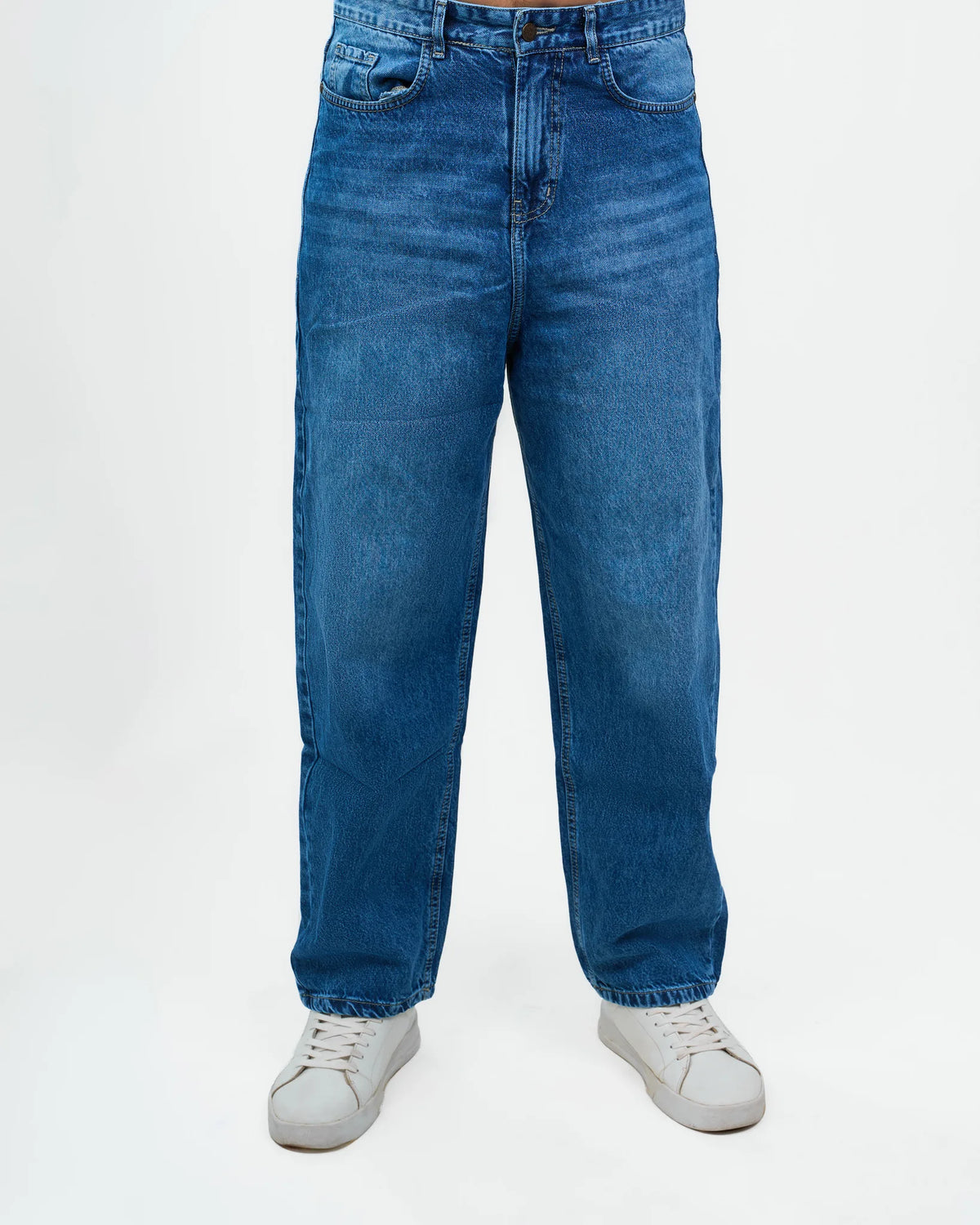 Mid-Wash Relaxed Denim Jeans