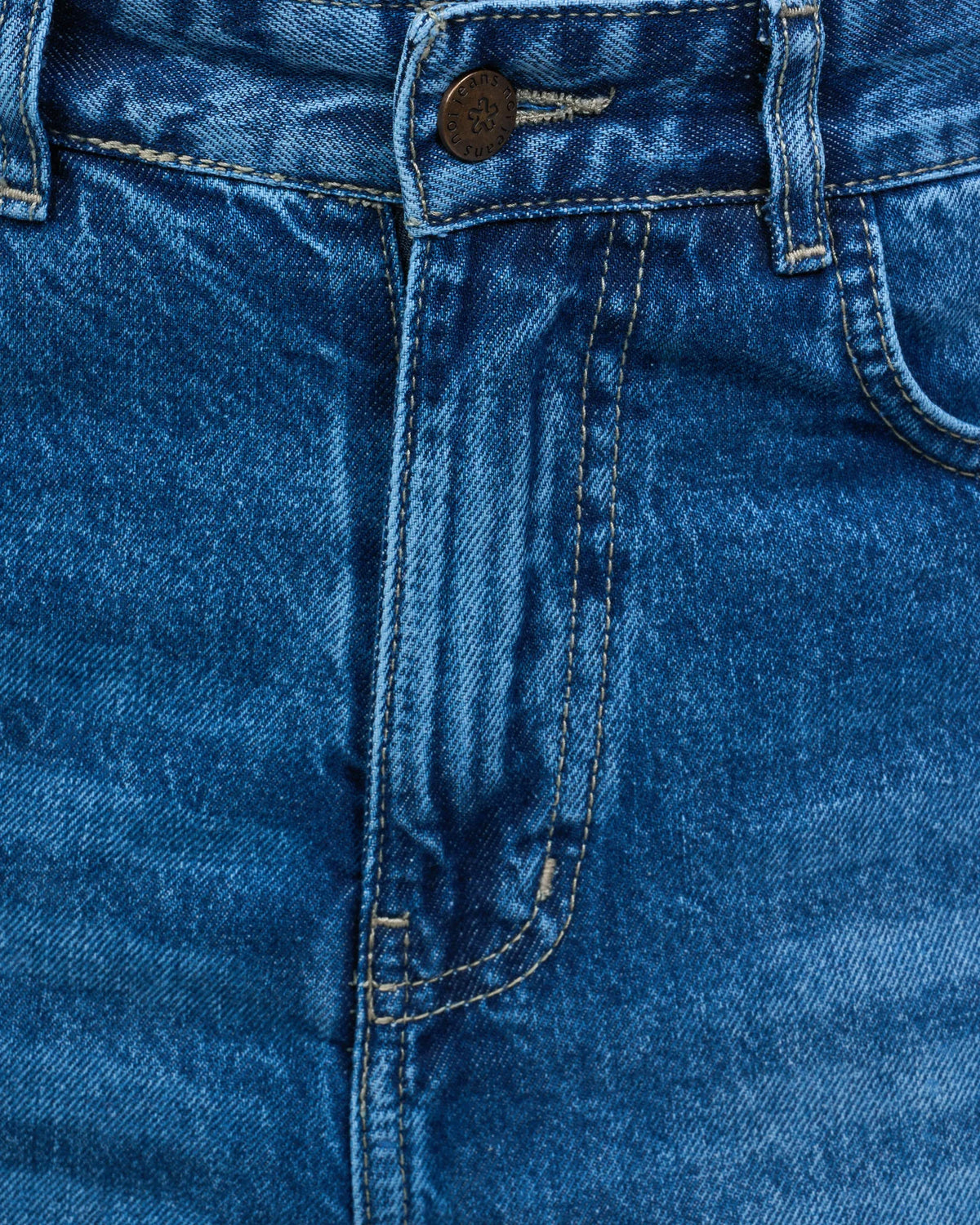 Mid-Wash Relaxed Denim Jeans detail view 4