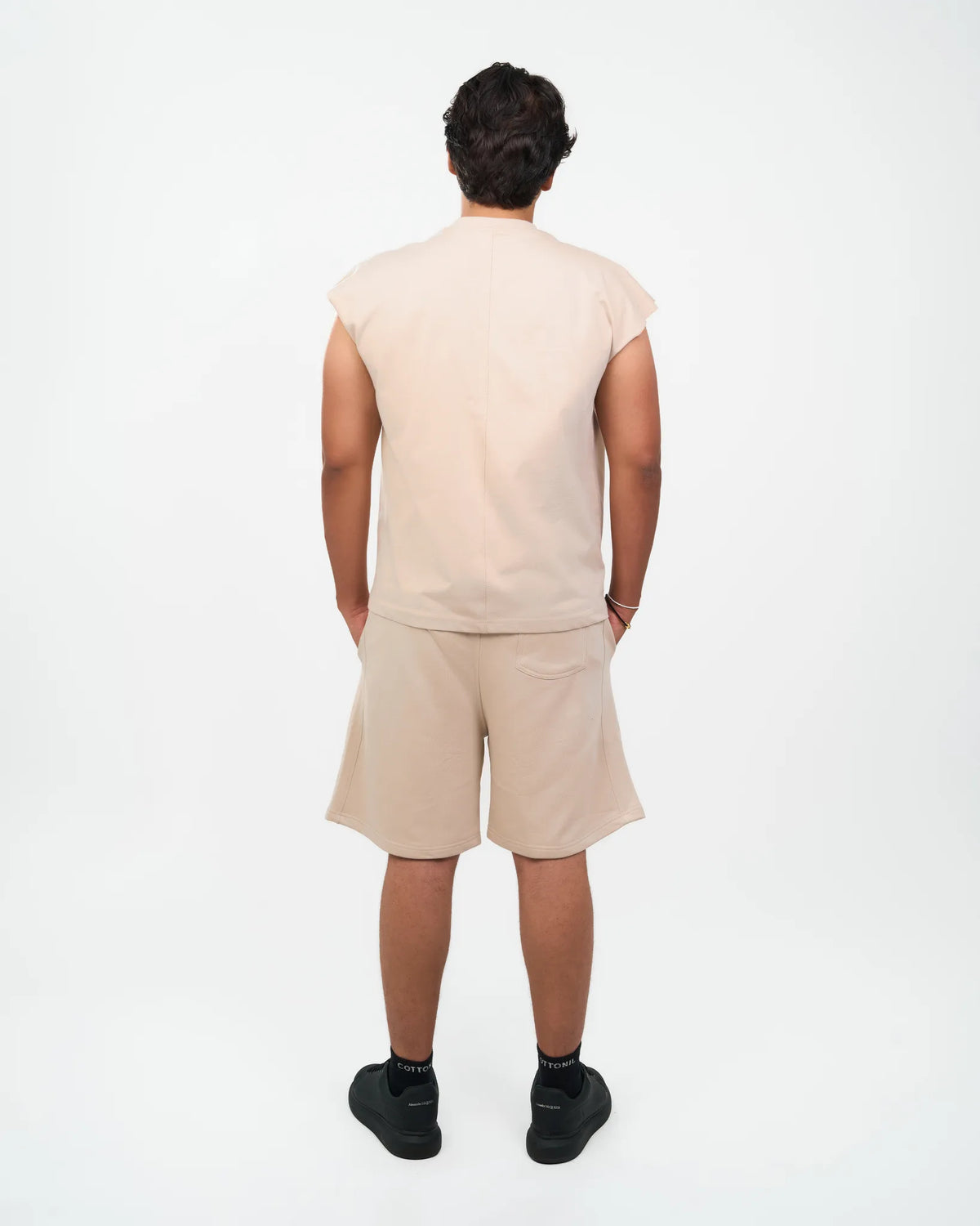 Sand Rolled-Sleeve Muscle T-Shirt