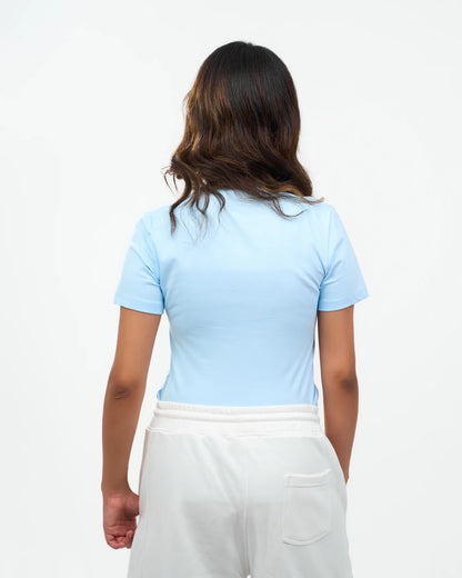 Sky Blue Fitted Crew-Neck T-Shirt