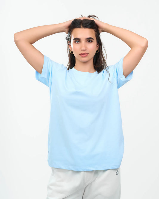 Sky Blue Relaxed Crew-Neck T-Shirt