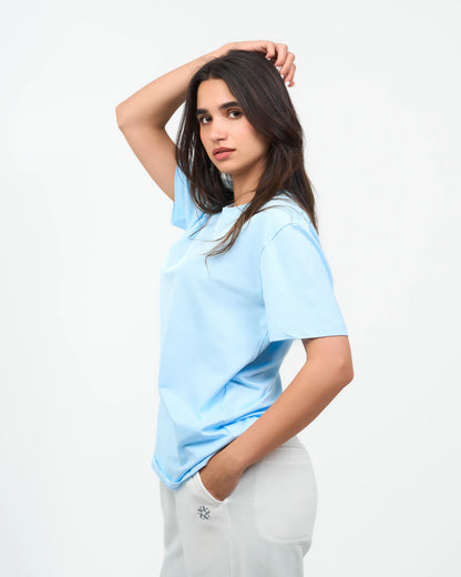Sky Blue Relaxed Crew-Neck T-Shirt