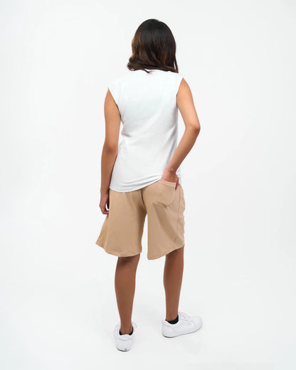 White Cap-Sleeve Fitted Top