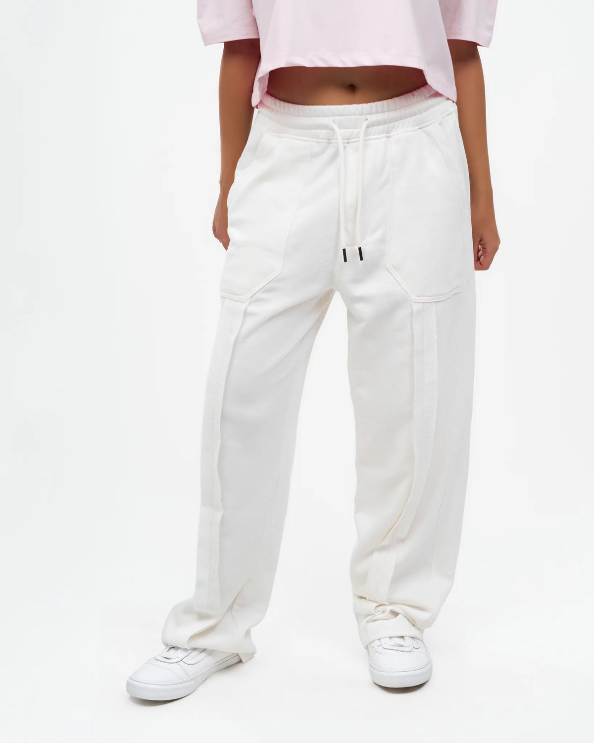 White Cargo Straight-Leg Pants
