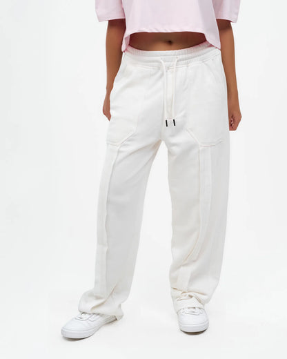 White Cargo Straight-Leg Pants