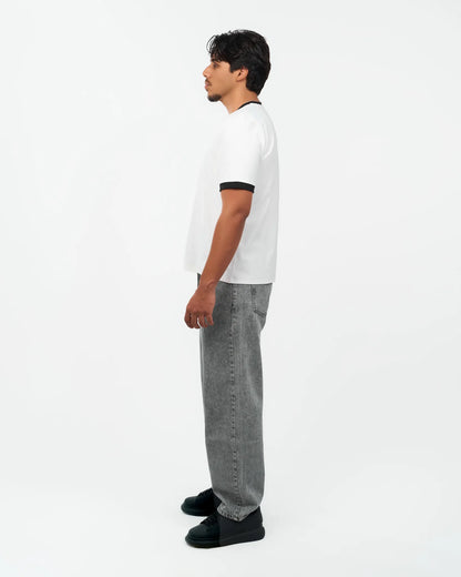 White Contrast-Trim Ringer T-Shirt