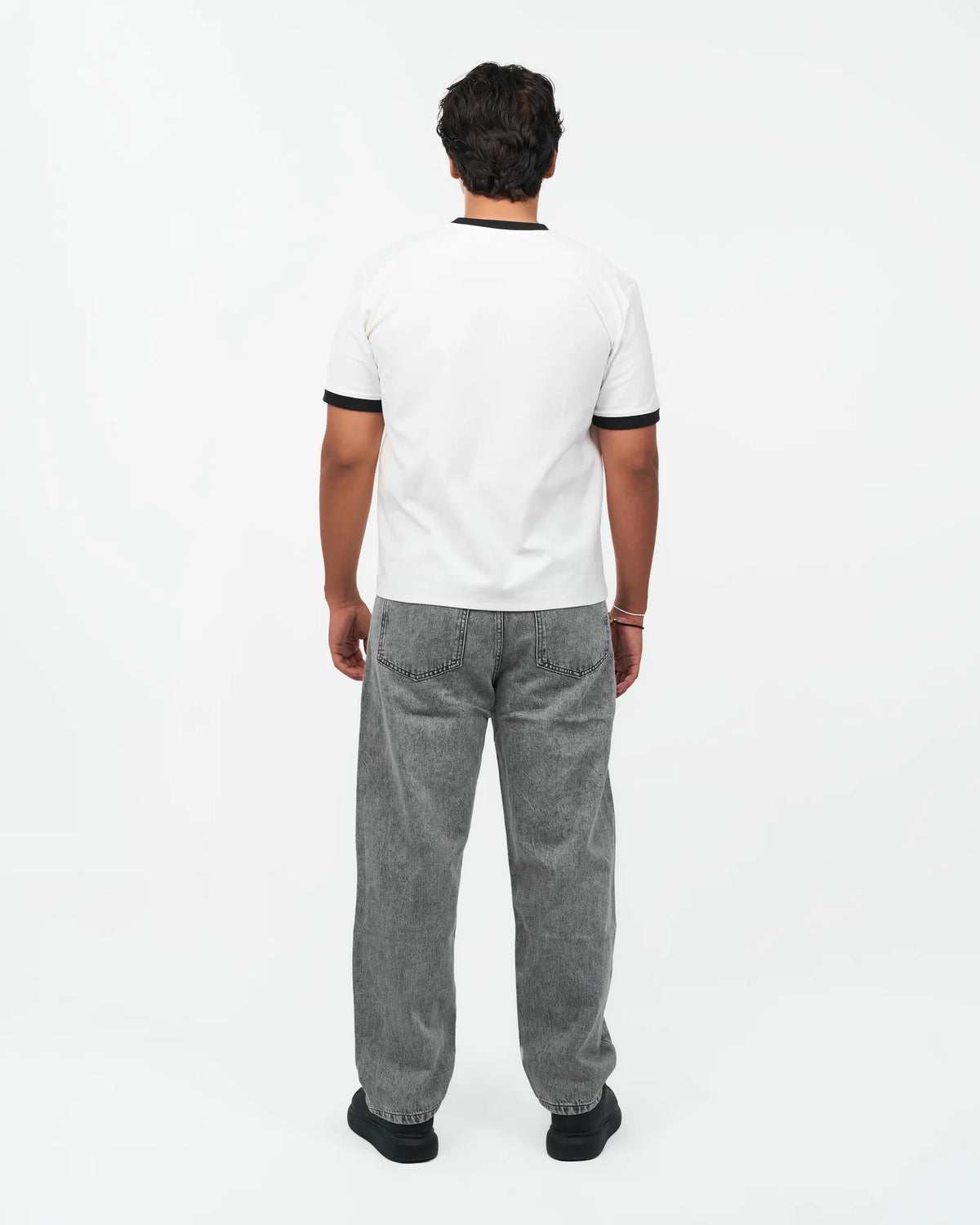 White Contrast-Trim Ringer T-Shirt