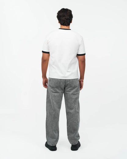 White Contrast-Trim Ringer T-Shirt