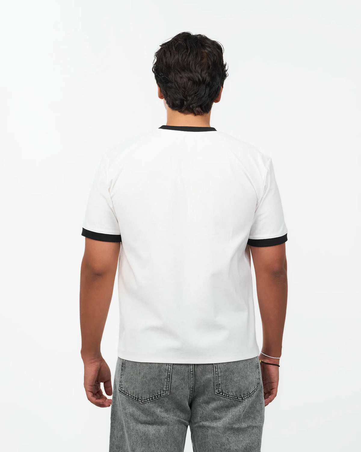White Contrast-Trim Ringer T-Shirt