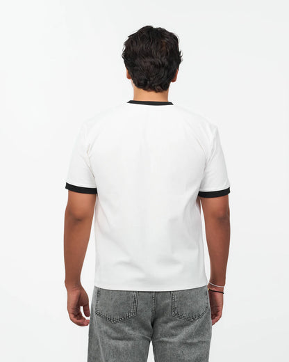White Contrast-Trim Ringer T-Shirt