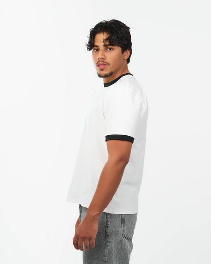 White Contrast-Trim Ringer T-Shirt