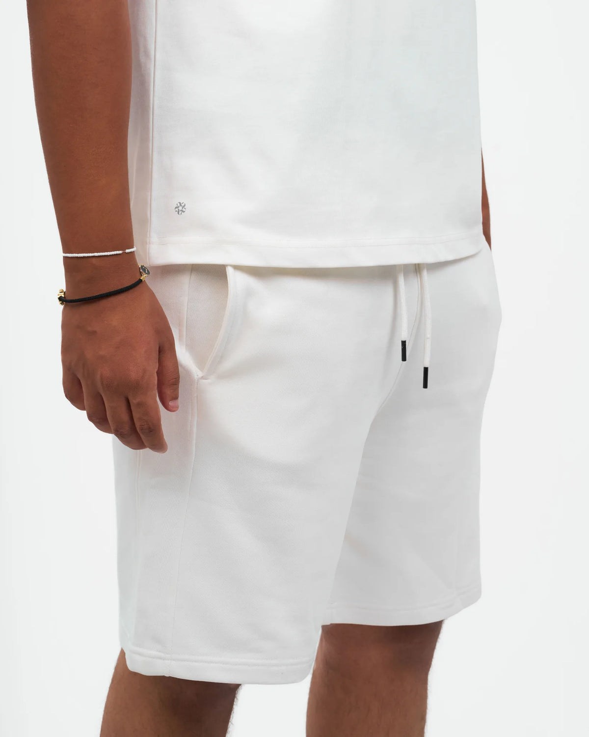 White Longline Drawstring Shorts