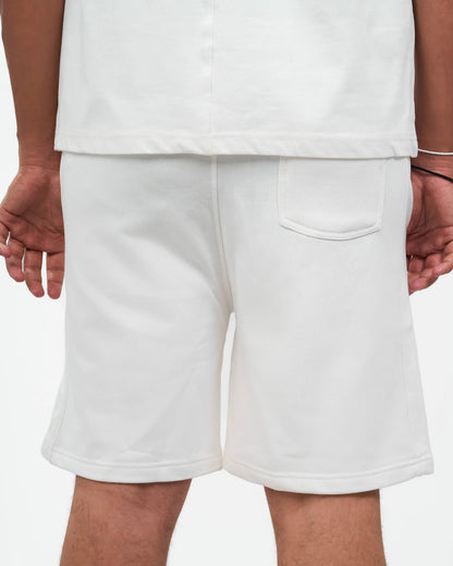 White Longline Drawstring Shorts