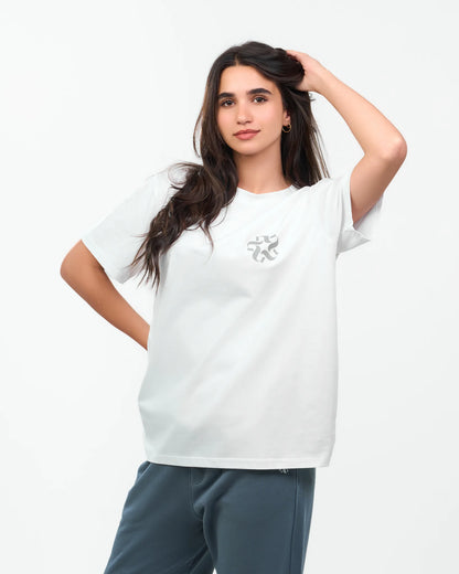 White Oversized Emblem T-Shirt