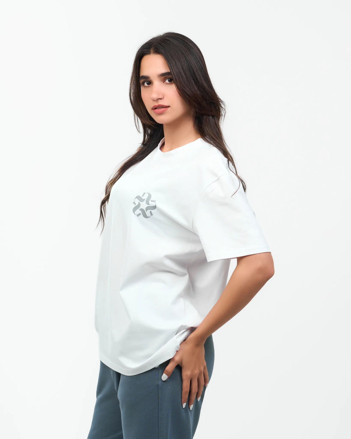 White Oversized Emblem T-Shirt