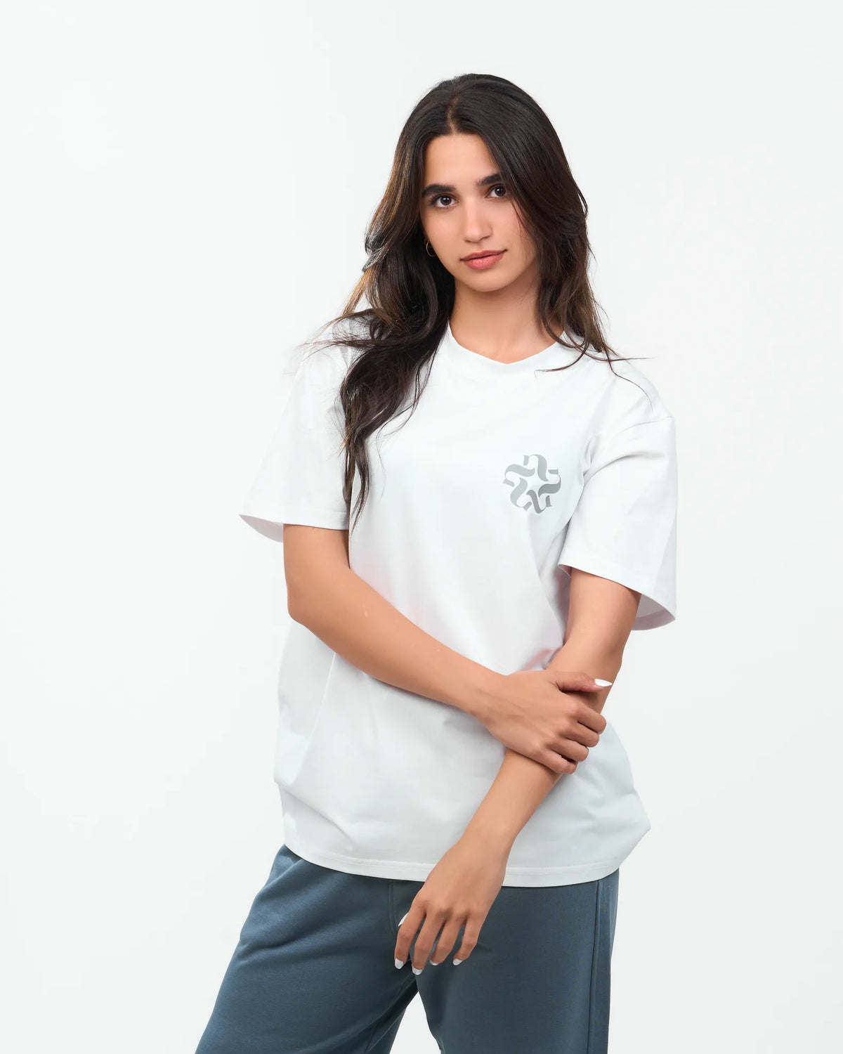 White Oversized Emblem T-Shirt