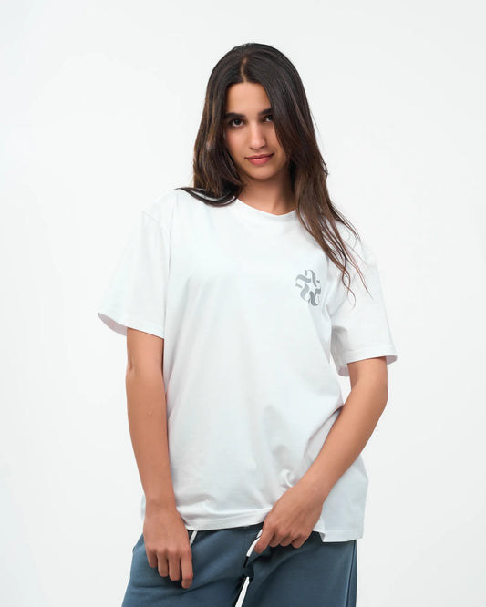 White Oversized Emblem T-Shirt