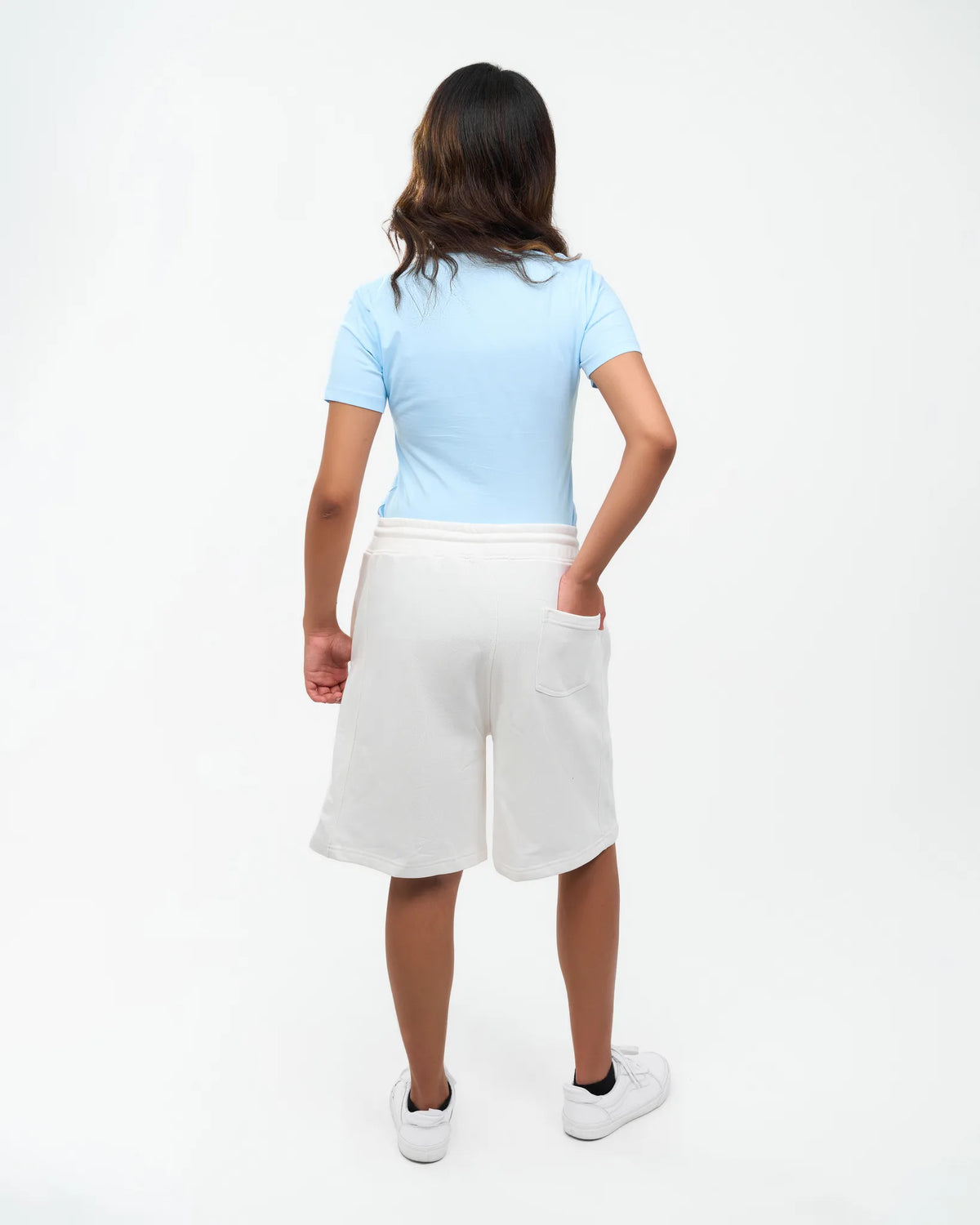 White Relaxed Drawstring Shorts