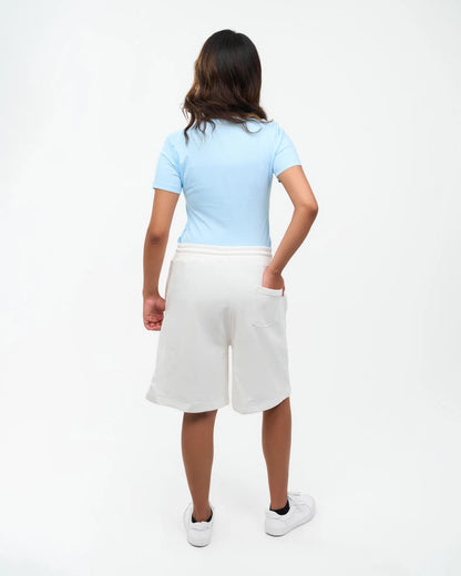 White Relaxed Drawstring Shorts