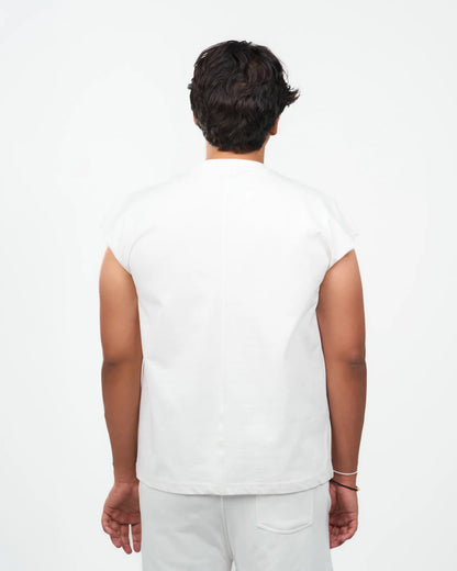 White Rolled-Sleeve Muscle T-Shirt